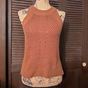 Rust Sleeveless Knit Sweater